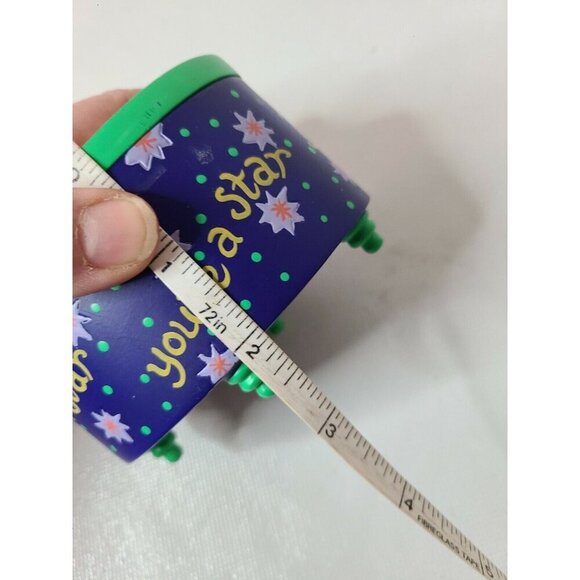 VTG Bright Star Designs Blue Yellow 3D Star Lid Footed Jewelry Trinket Box Retro - Picture 10 of 10